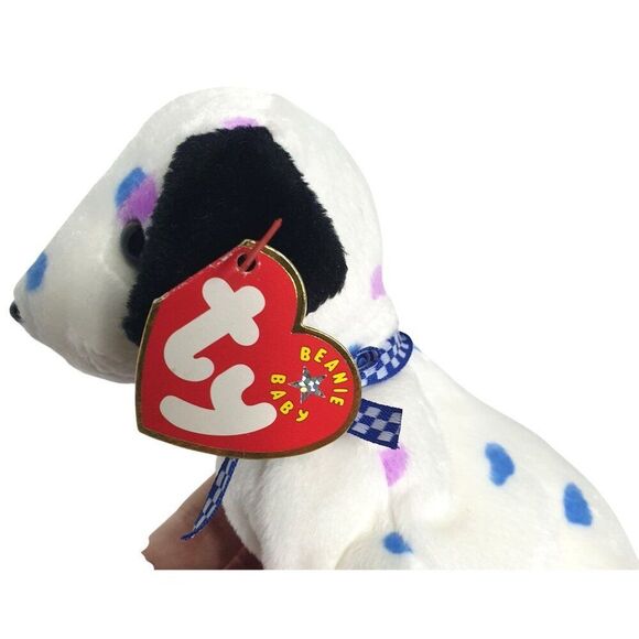 Ty Beanie Baby Dizzy Dalmatian Dog 8" Black Ears Colored Spots Plush 2000 - Picture 7 of 9